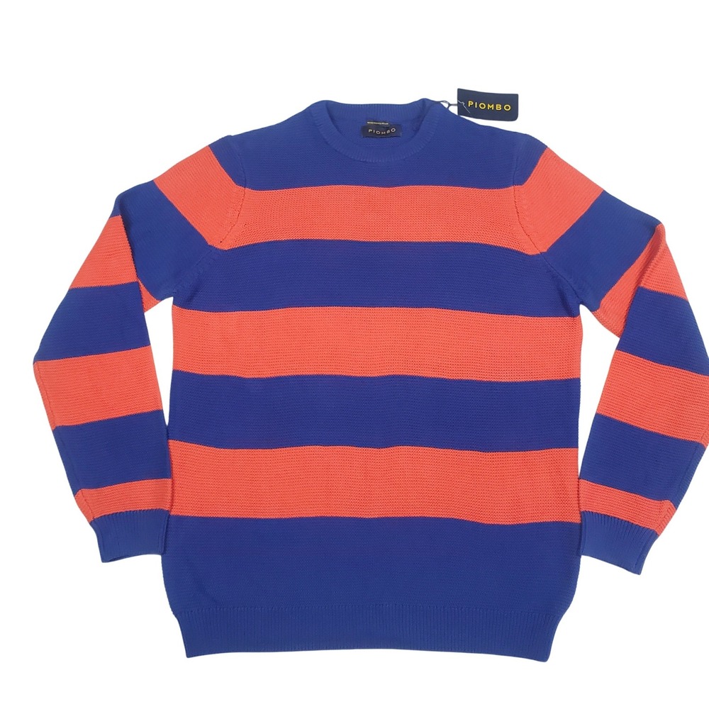 PIOMBO 100% Cotton Striped Sweater Mens Large Blue Orange Gators Collegiate Knit